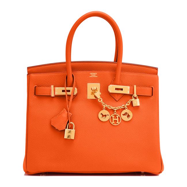 Hermes Birkin Orange 30cm Togo Gold Hardware Spring Feu Satchel