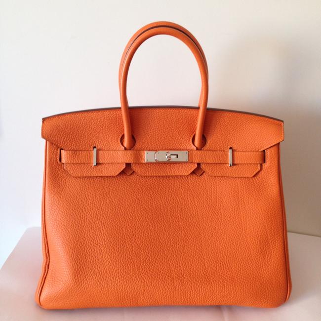 Hermes Birkin Orange Clemence 35 35cm Phw Satchel
