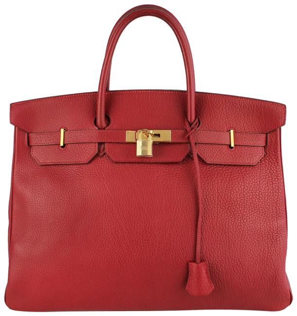 Hermes Birkin Red Fjord Leather Tote