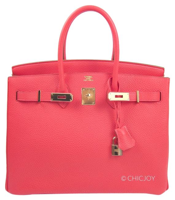Hermes Birkin Rose Jaipur 35cm Gold Hardware Clemence Neon Pink Tote