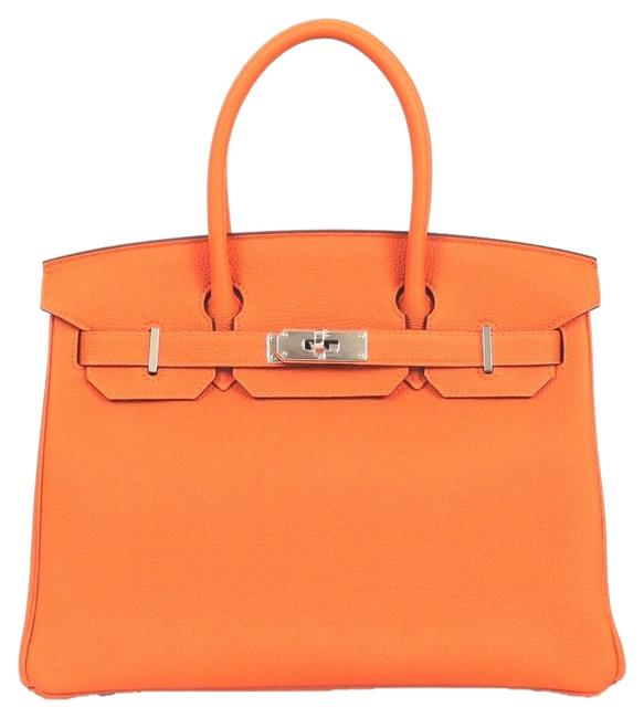 Hermes Birkin Silver Hdw 30 Cm Orange Togo Leather Tote