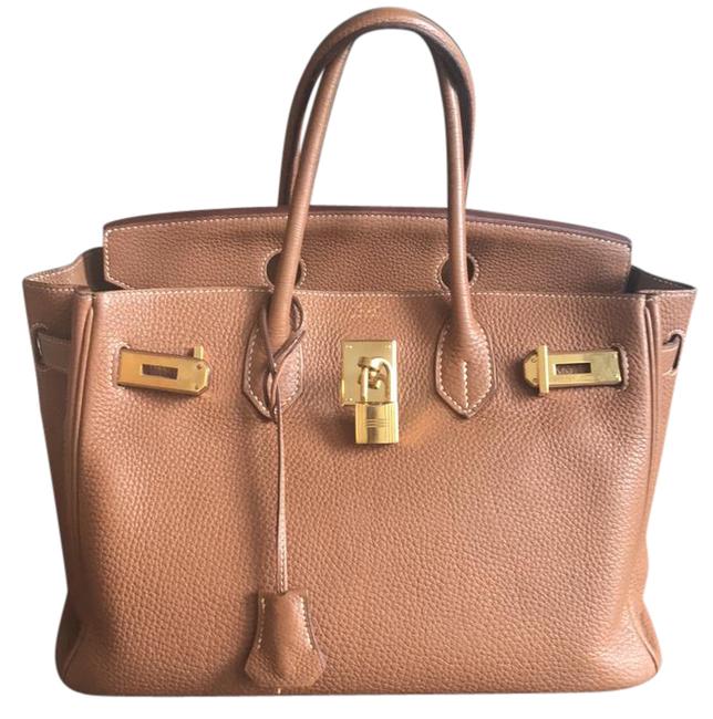 Hermes Birkin Taurillon Clemence 30 Gold/Tan Calfskin Leather Tote