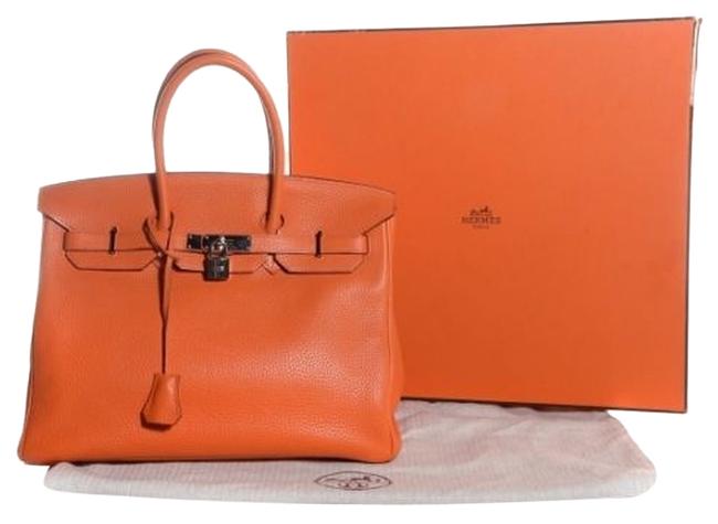 Hermes Birkin Taurillon Clemence 35 Orange Calfskin Leather Satchel