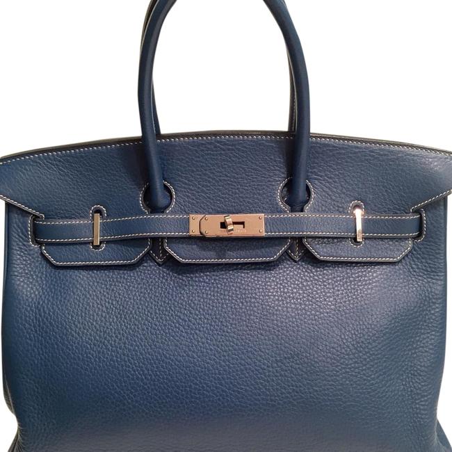Hermes Birkin Thalassa Blue Leather Satchel
