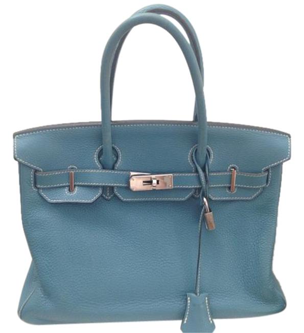 Hermes Birkin Togo 30cm Palladium Hardware Blue Jean Tote