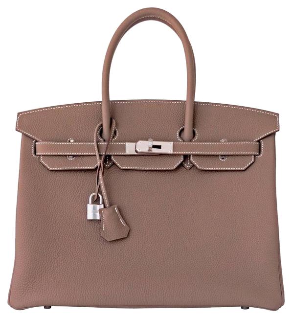 Hermes Bag Birkin Togo 35cm Palladium Phw Etoupe Leather Tote