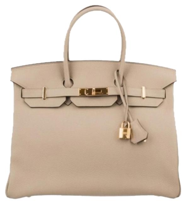 Hermes Birkin Tourterelle Togo 35cm with Gold Hardware Grey Leather Tote