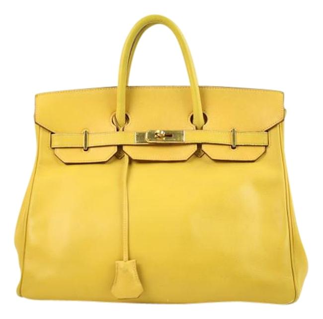 Hermes Birkin Updated Epsom Leather 32cm Hav1 Yellow Corchevel Satchel