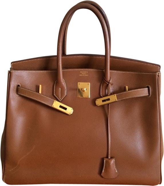 Hermes Birkin Vintage 35 Courchevel Brown/Gold Leather Tote