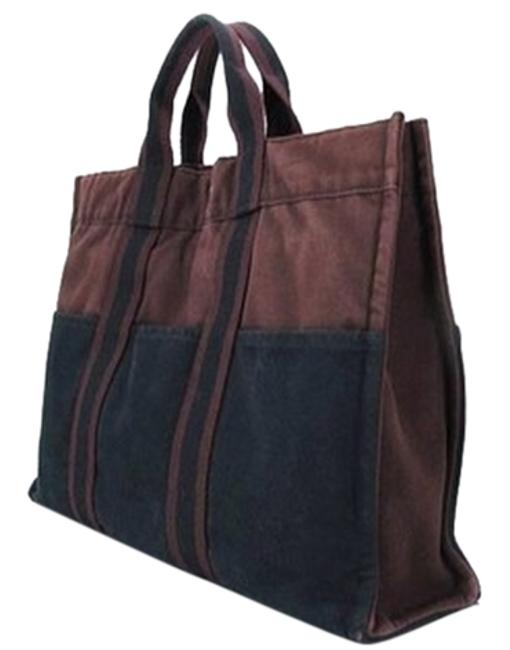 Hermes Black and Burgundy Tote
