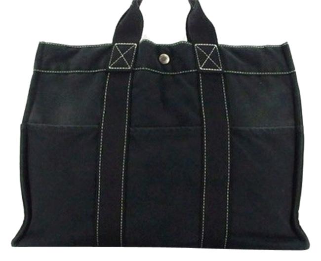 Hermes Black Canvas Tote