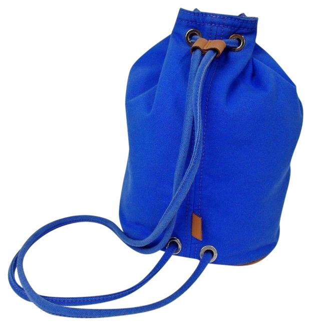 Hermes Shoulder Bag Blue Canvas and Leather Backpack