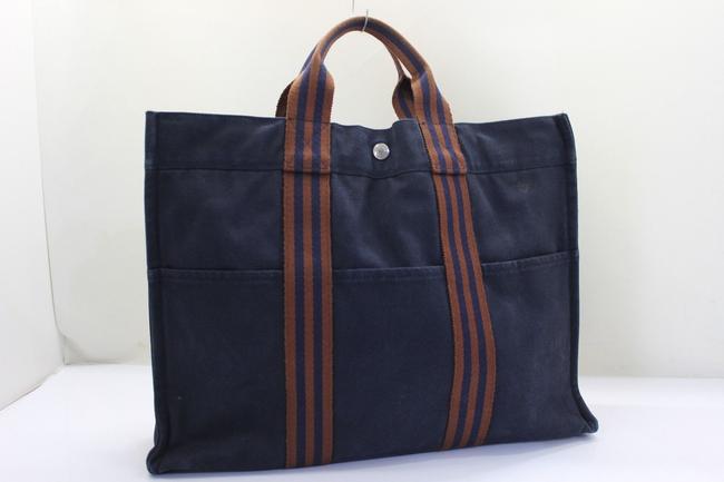 Hermes Blue Canvas Tote