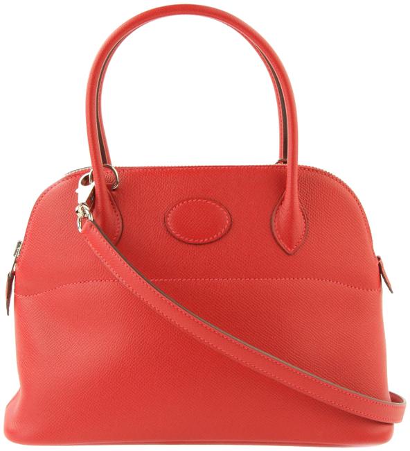 Hermes Bolide 27 Rouge Garance Red Leather Satchel