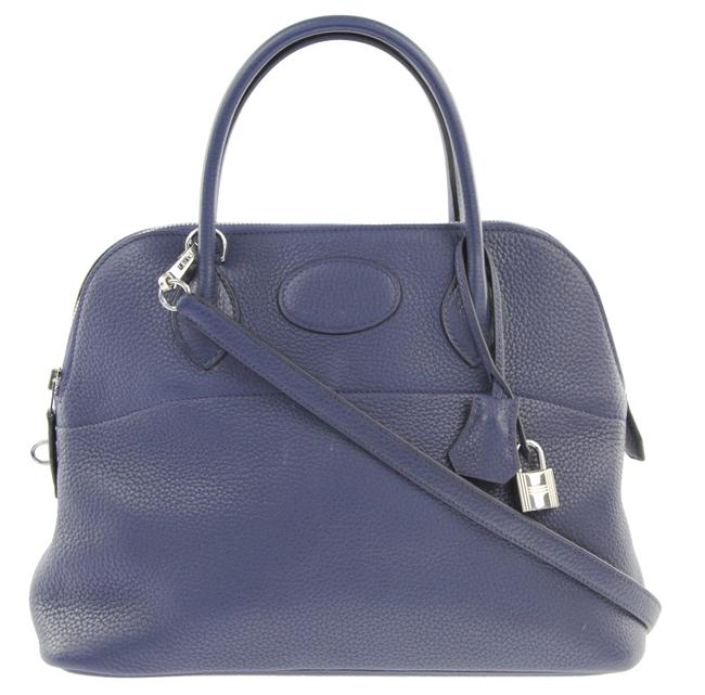 Hermes Bolide 31 Bleu Saphir Leather Satchel