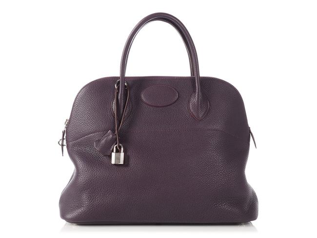 Hermes Bolide 37 Raisin Purple Clemence Leather Satchel