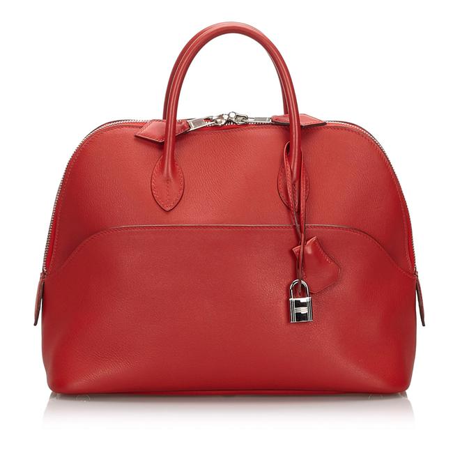 Hermes Bolide Chevre Mysore Web 31 France Red Lambskin Leather Shoulder Bag