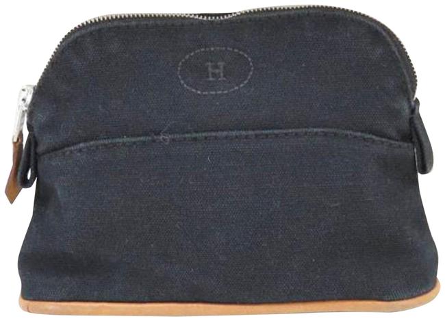 Hermes Cosmetic Case Bolide Black Canvas Clutch