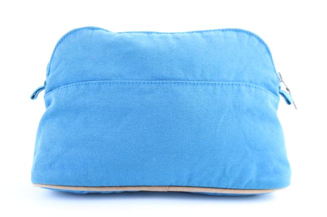 Hermes Cosmetic Pouch Bolide 226619 Blue Canvas Clutch