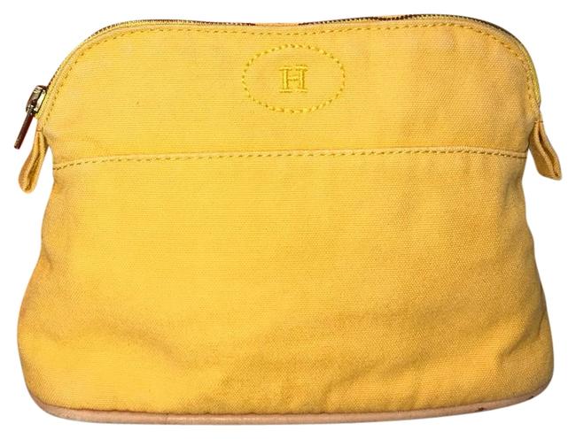 Hermes Bolide Clutch Pochette Yellow Canvas Leather Cross Body Bag