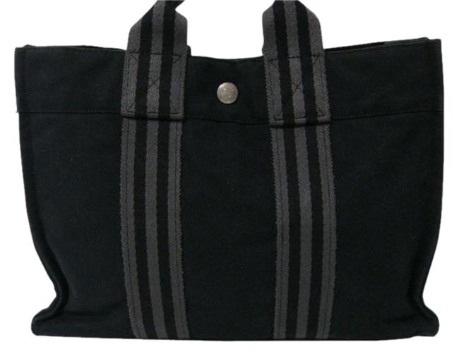 Hermes Bag Bora Bora Black Cotton Canvas Tote