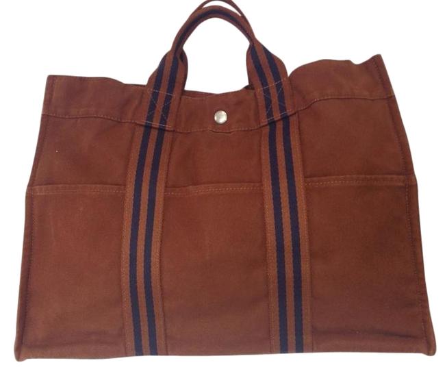 Hermes Brown Canvas Tote