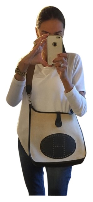 Hermes Brown/Tan Leather and Canvas Cross Body Bag