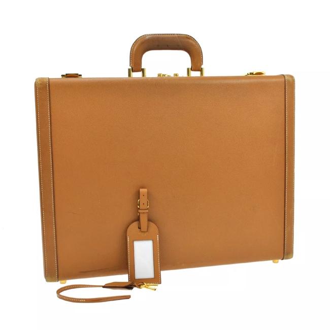Hermes Business Briefcase Beige Couchevel Leather Weekend/Travel Bag
