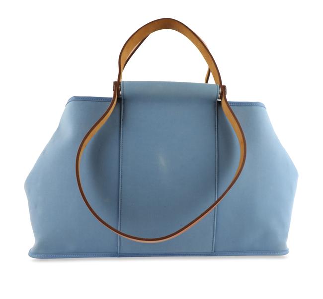 Hermes Cabag Elan 39 Convertible Blue Canvas Satchel