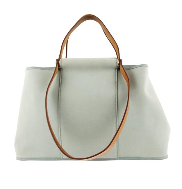 Hermes Cabag Elan Blue/Green Canvas Satchel