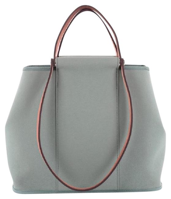 Hermes Cabag Handbag 32 Blue Toile and Leather Tote