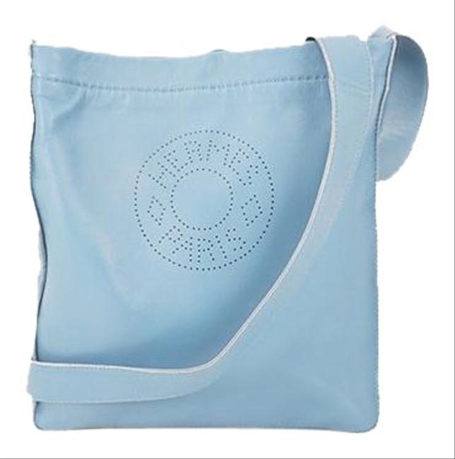 Hermes Cell M Stamp Mark Blue Jean Leather Shoulder Bag