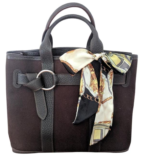 Hermes Centuire Brown Canvas and Leather Tote