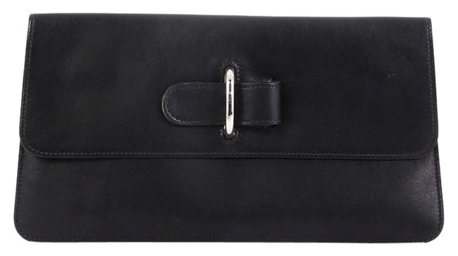 Hermes Chaine D'ancre Evercalf Black Leather Clutch
