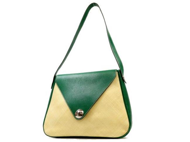 Hermes Christine 226864 Natural X Green Straw Box Calf Shoulder Bag
