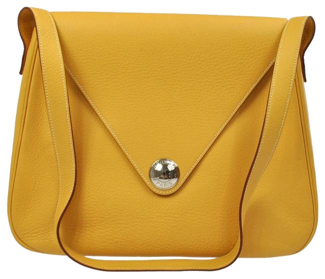 Hermes Christine Yellow Taurillon Clemence Leather Shoulder Bag