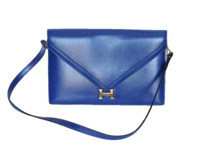 Hermes Clutch Lydie Rare Vintage 1962 Blue Leather Shoulder Bag