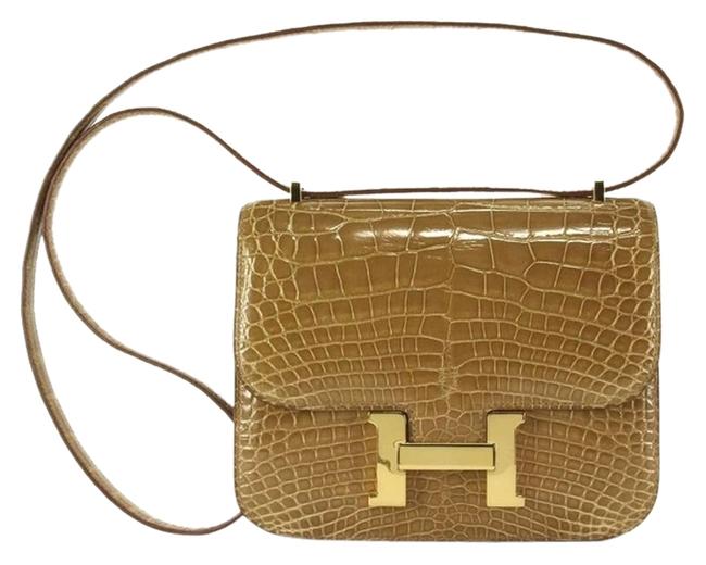 Hermes Constance 18cm Cognac Brown Alligator Cross Body Bag