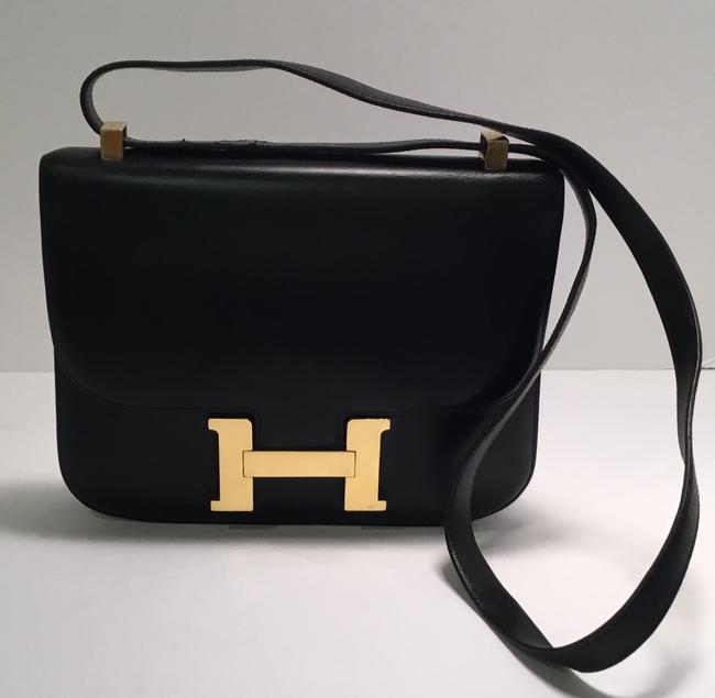 Hermes Constance 23 Black Leather Shoulder Bag