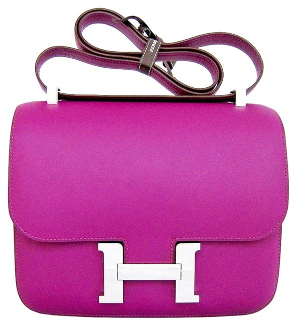 Hermes Constance 24cm Palladium Phw Anemone Shoulder Bag