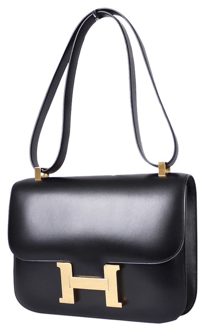 Hermes Constance Flap Box Calf 23 Black Leather Shoulder Bag