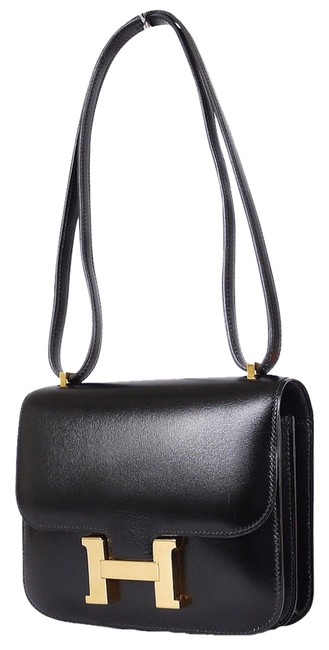 Hermes Constance Flap Box Calf Mini 18 Black Leather Shoulder Bag