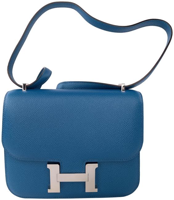 Hermes Constance Epsom Blue Leather Cross Body Bag