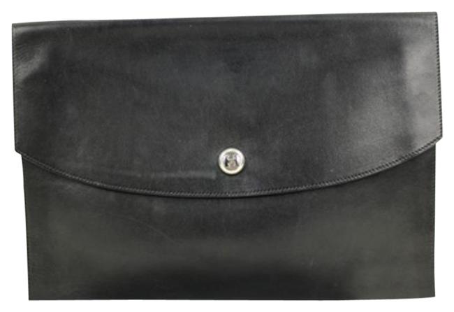 Hermes Constance Logo Pochette Rio H02 Black Leather Clutch