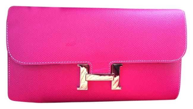 Hermes Long Wallet Constance Rose Tyrian Epsome Clutch