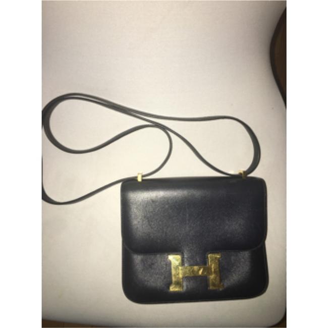 Hermes Constance Navy Leather Shoulder Bag