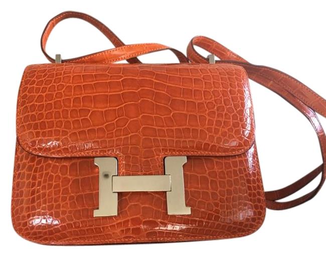 Hermes Constance Orange Crocodile Shoulder Bag