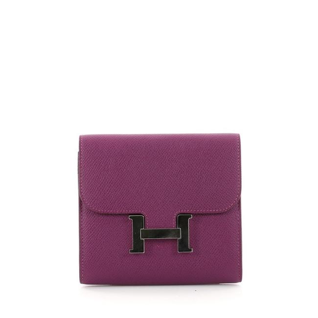 Hermes Constance Wallet Epsom Compact Anemone Leather Clutch