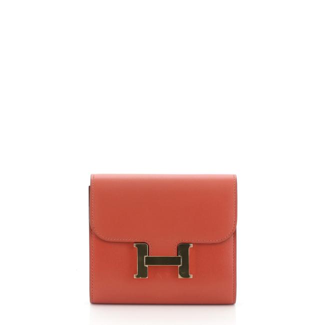 Hermes Constance Wallet Swift Compact Orange Leather Clutch