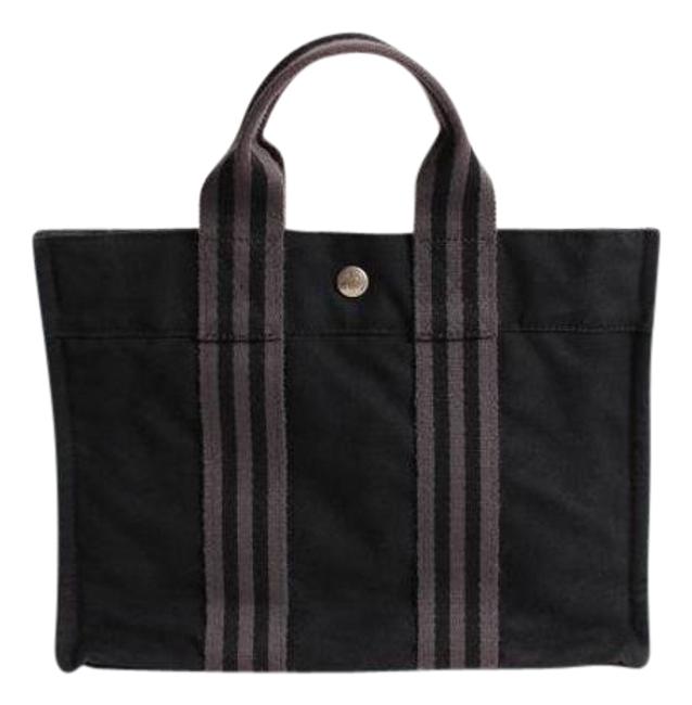 Hermes Bag Cotton Black Tote
